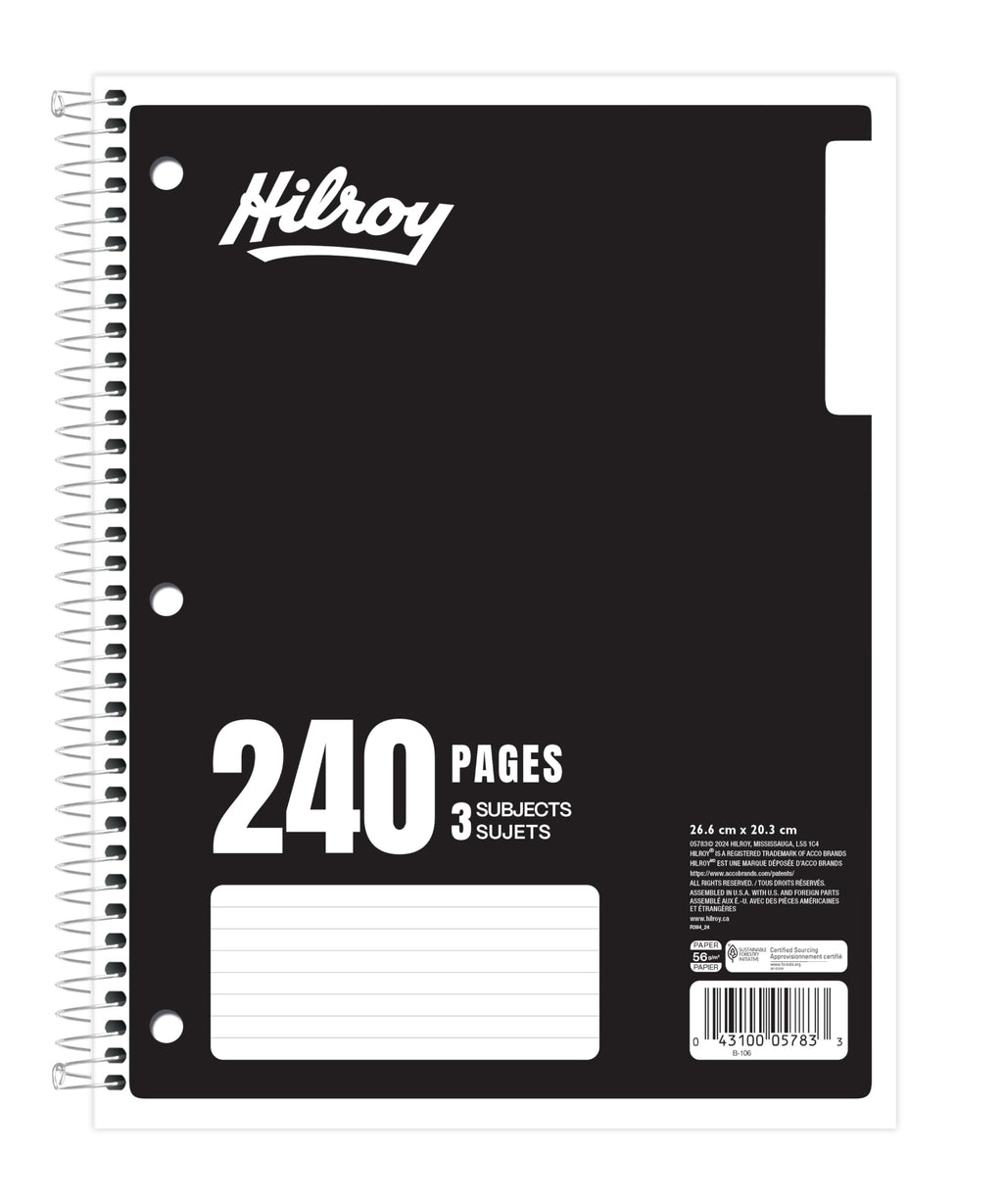 Hilroy Coil 3-subject Notebook