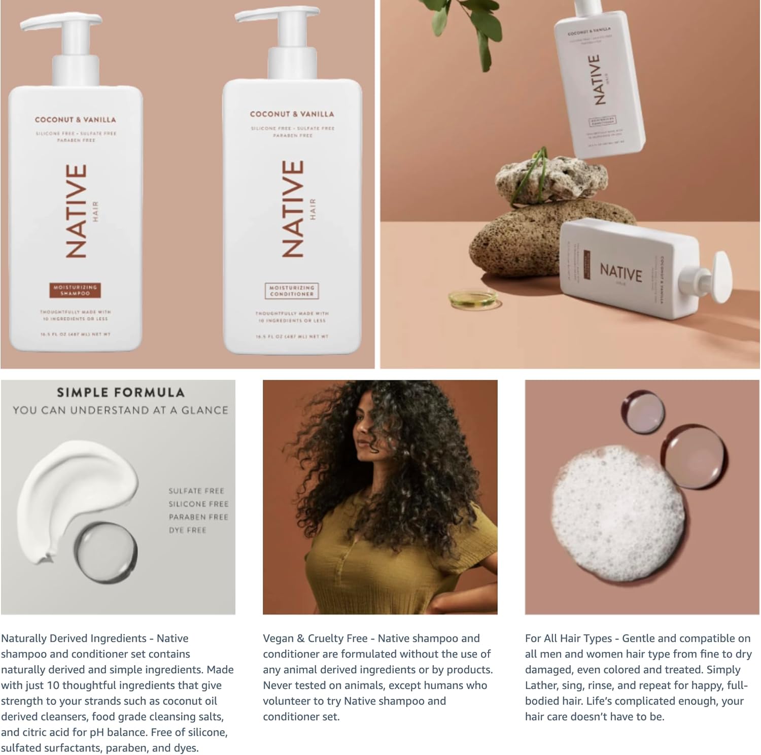 Native Coconut & Vanilla Moisturizing Shampoo and Conditioner Set