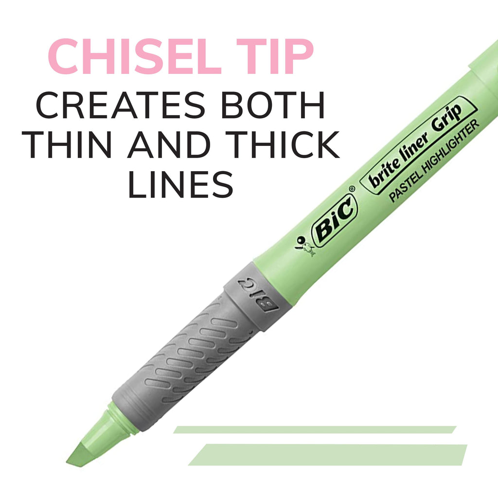 BIC Brite Liner Grip Pastel Highlighter Set