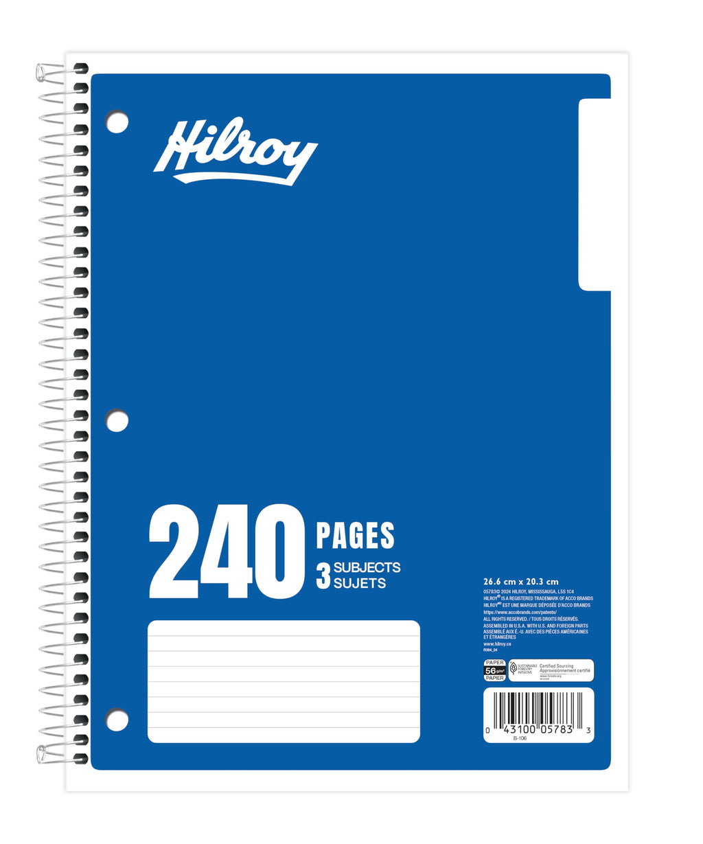 Hilroy Coil 3-subject Notebook