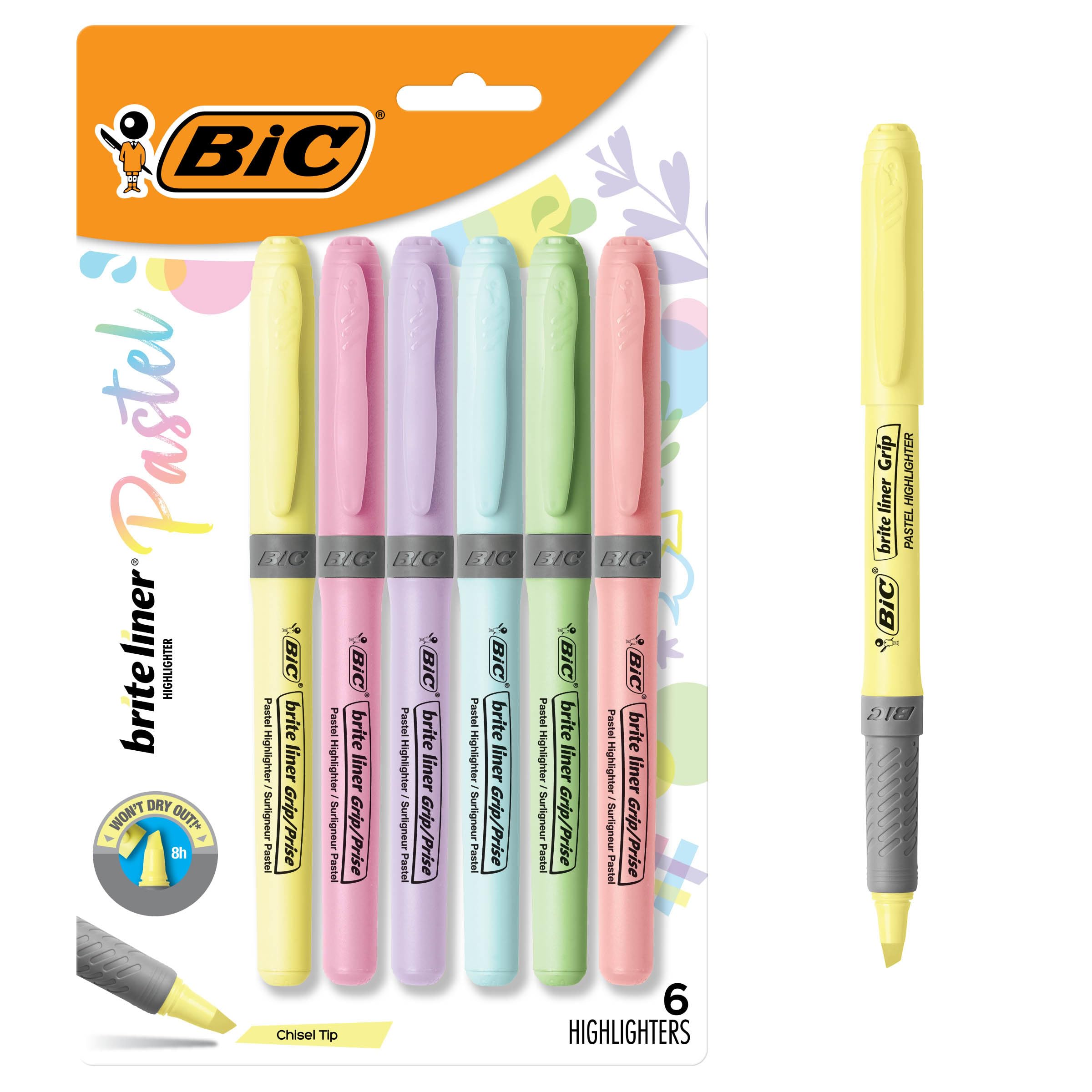 BIC Brite Liner Grip Pastel Highlighter Set