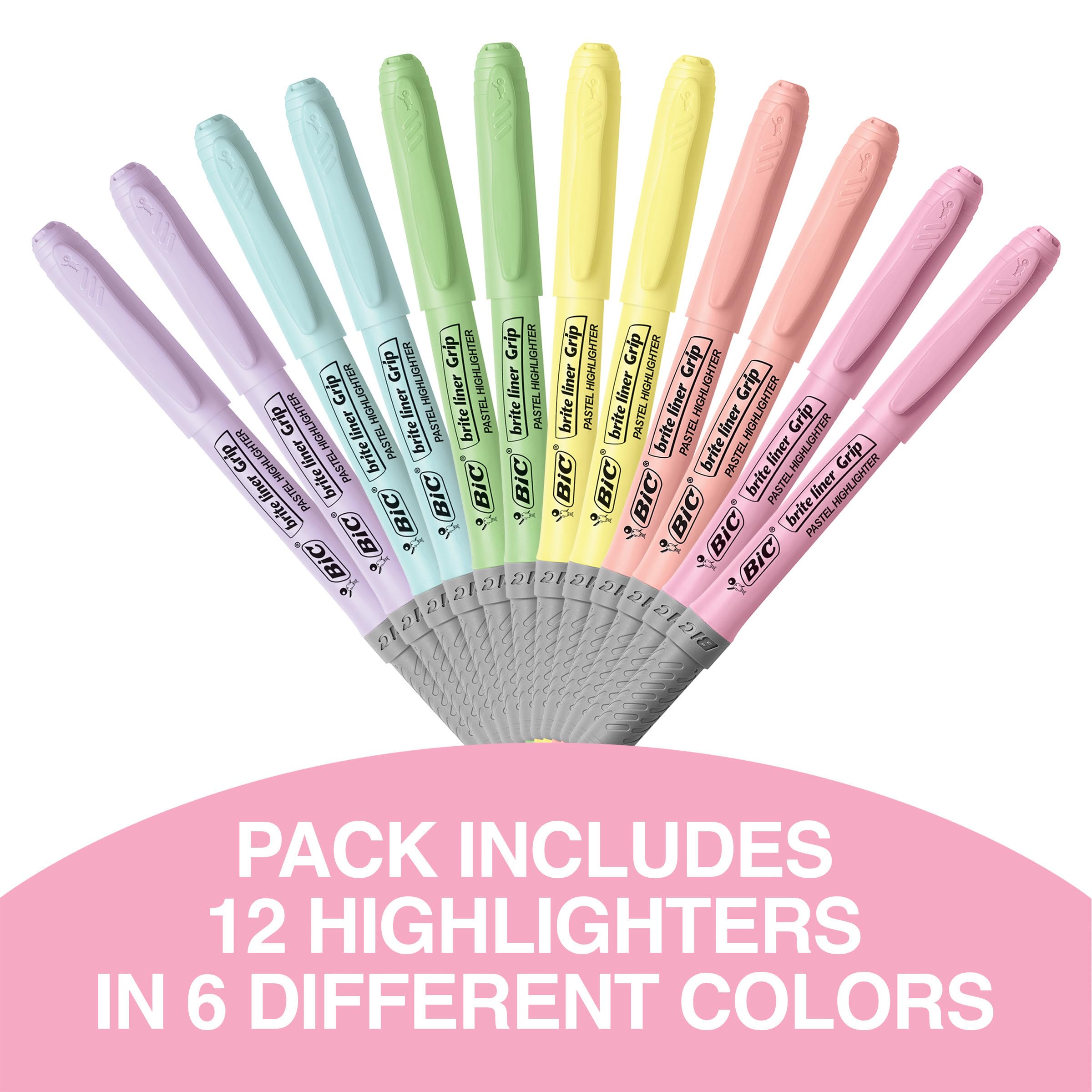 BIC Brite Liner Grip Pastel Highlighter Set